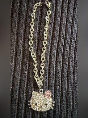 Hello Kitty Crystal Charm Bracelet - Silver with Pink Accent